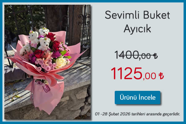Sevimli Buket Ayıcık 01 - 28 Şubat 2025 tarihleri arası geçerli, Kütahya çiçekçi